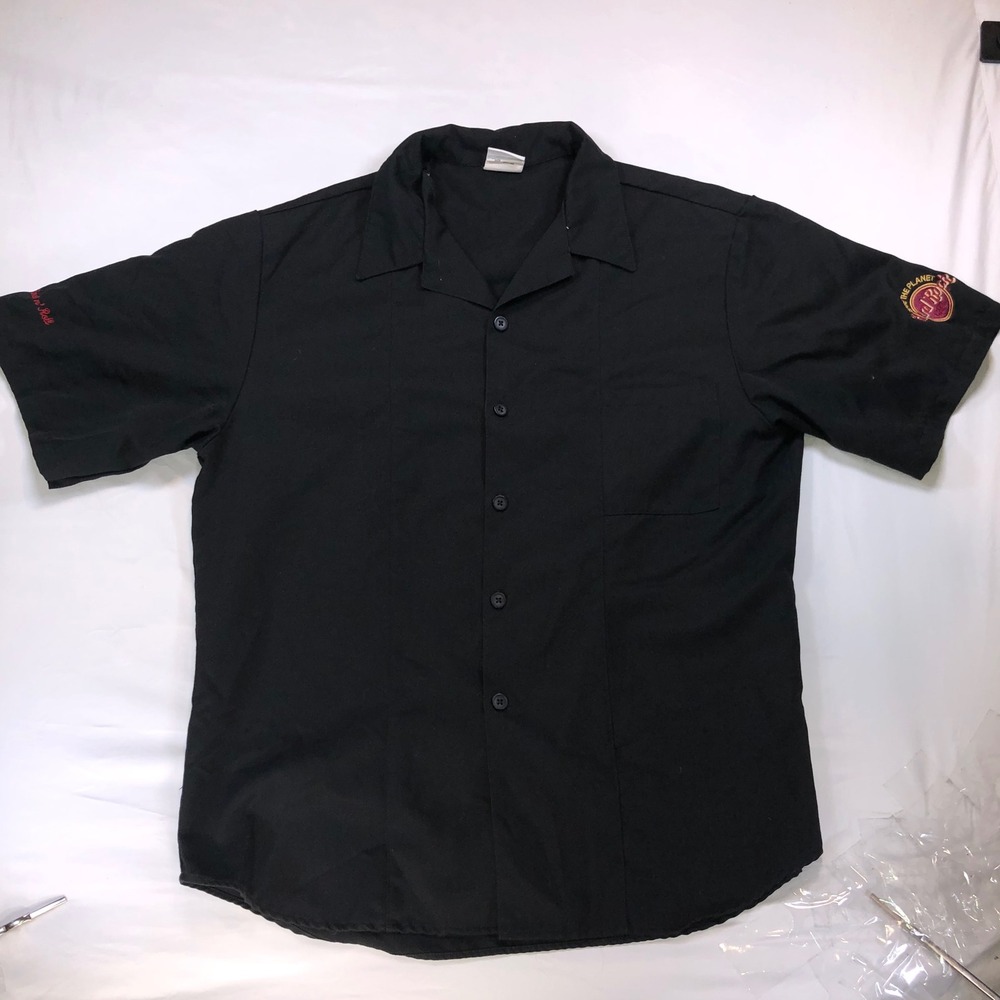 Hard Rock Cafe Mens Black Short Sleeve Button Up Work Shirt Large HRD1807BK